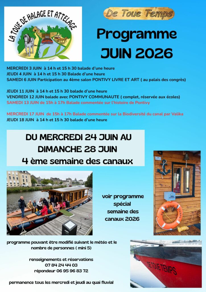 La toue de juin 2026 - un programme estival chargé et passionant